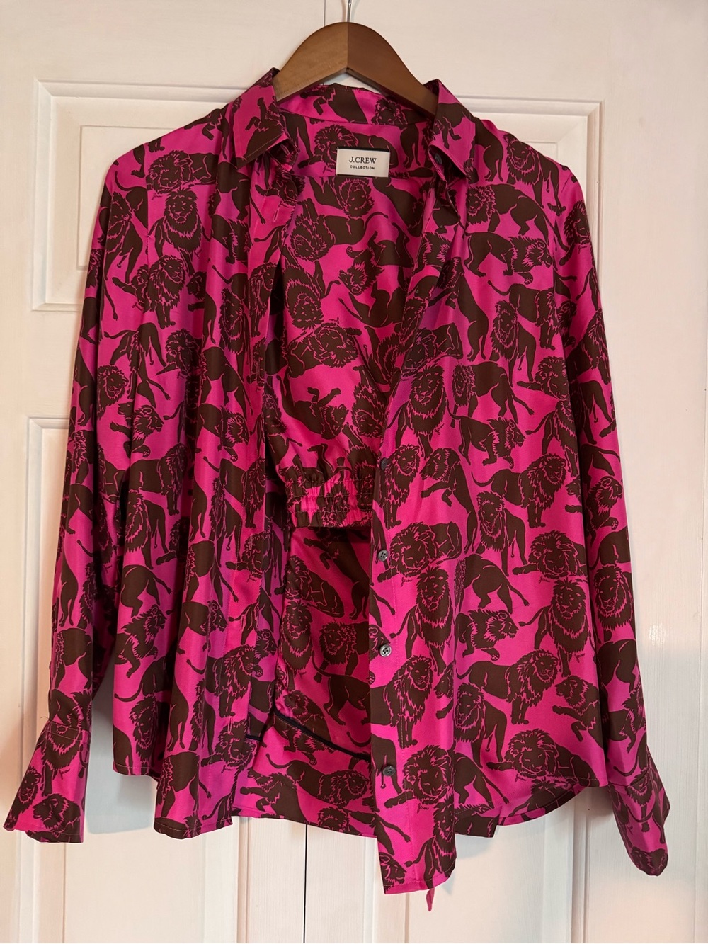 J.Crew Collection Sleepy Lions Print Button-Front set in Silk Twill 6/0 S